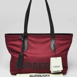 Burberry Burgundy/Black Eco Nylon Small Tote Bag